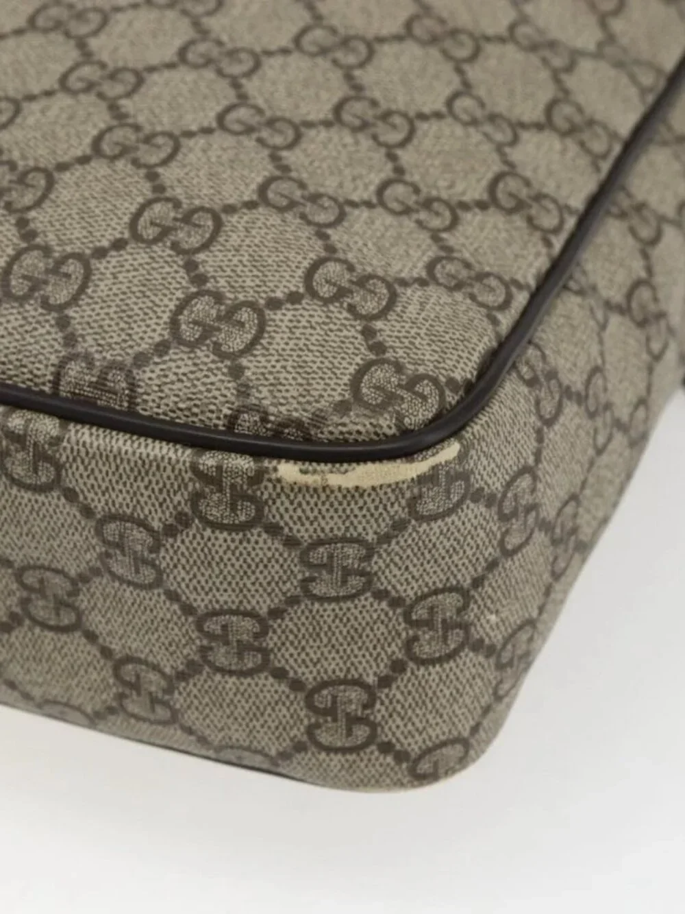 GUCCI GG Supreme Shoulder Bag PVC Beige Gold 201448 Auth ti3728